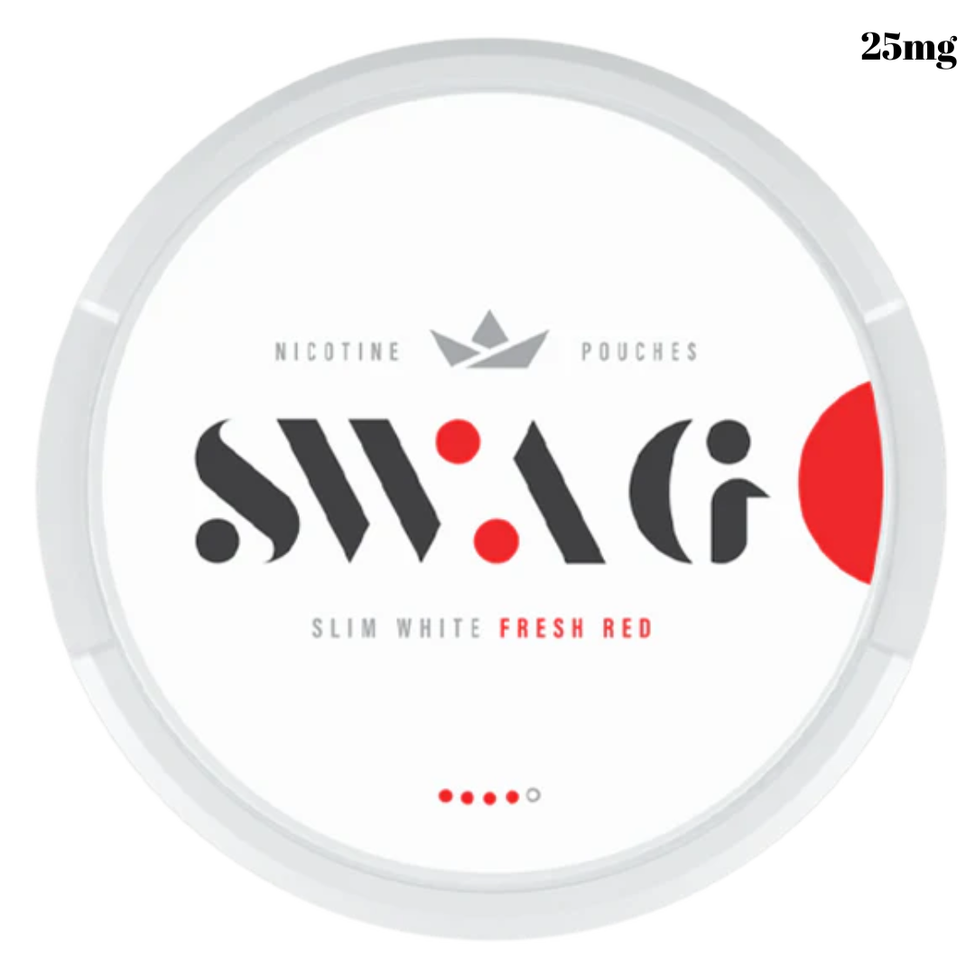 SWAG Fresh Red 25mg (4-dot) — strong strawberry slim pouches, all-white portions, Dubai, Abu Dhabi & UAE