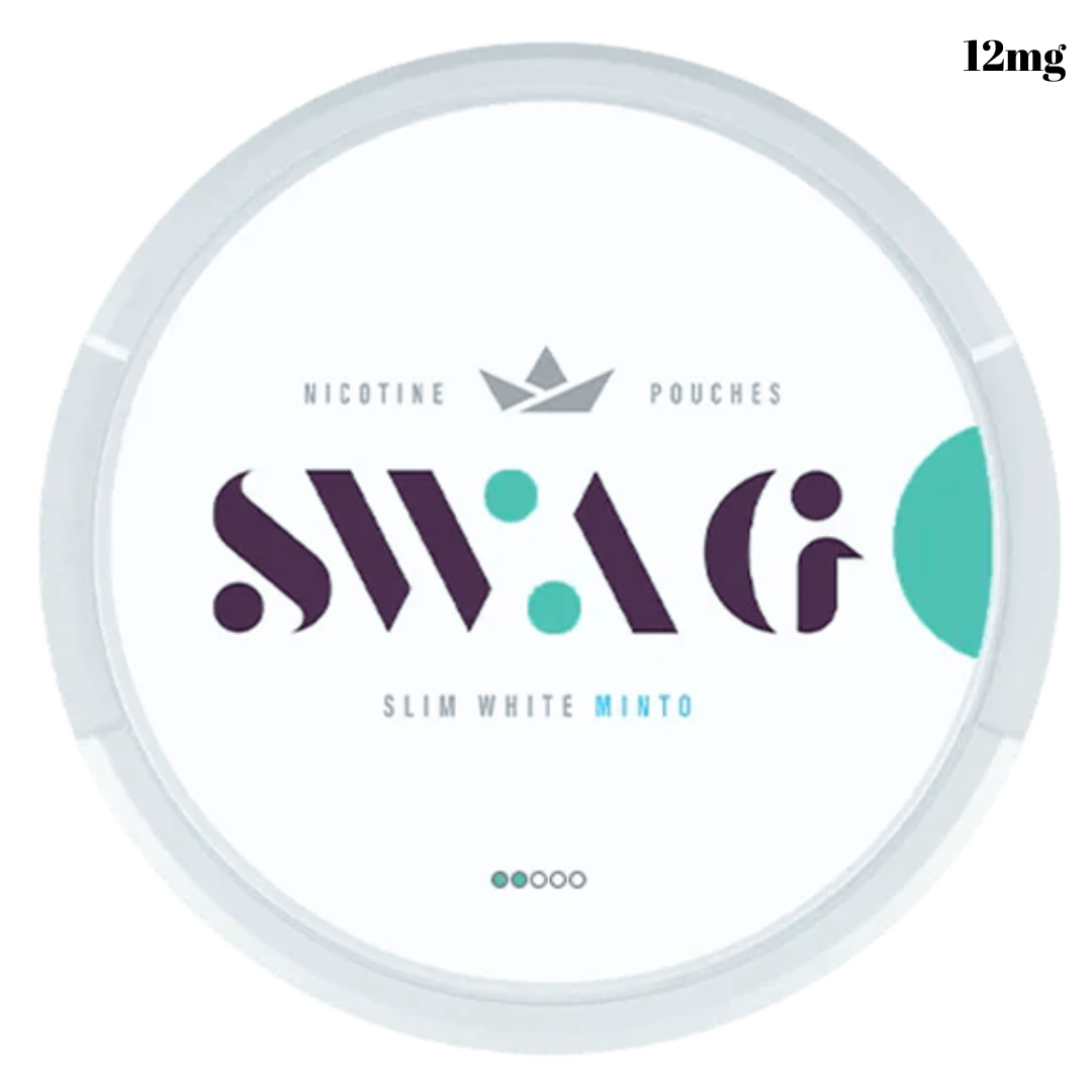 SWAG Minto 12mg (2-dot) — mild spearmint slim pouches, tobacco-free, ideal for light users UAE