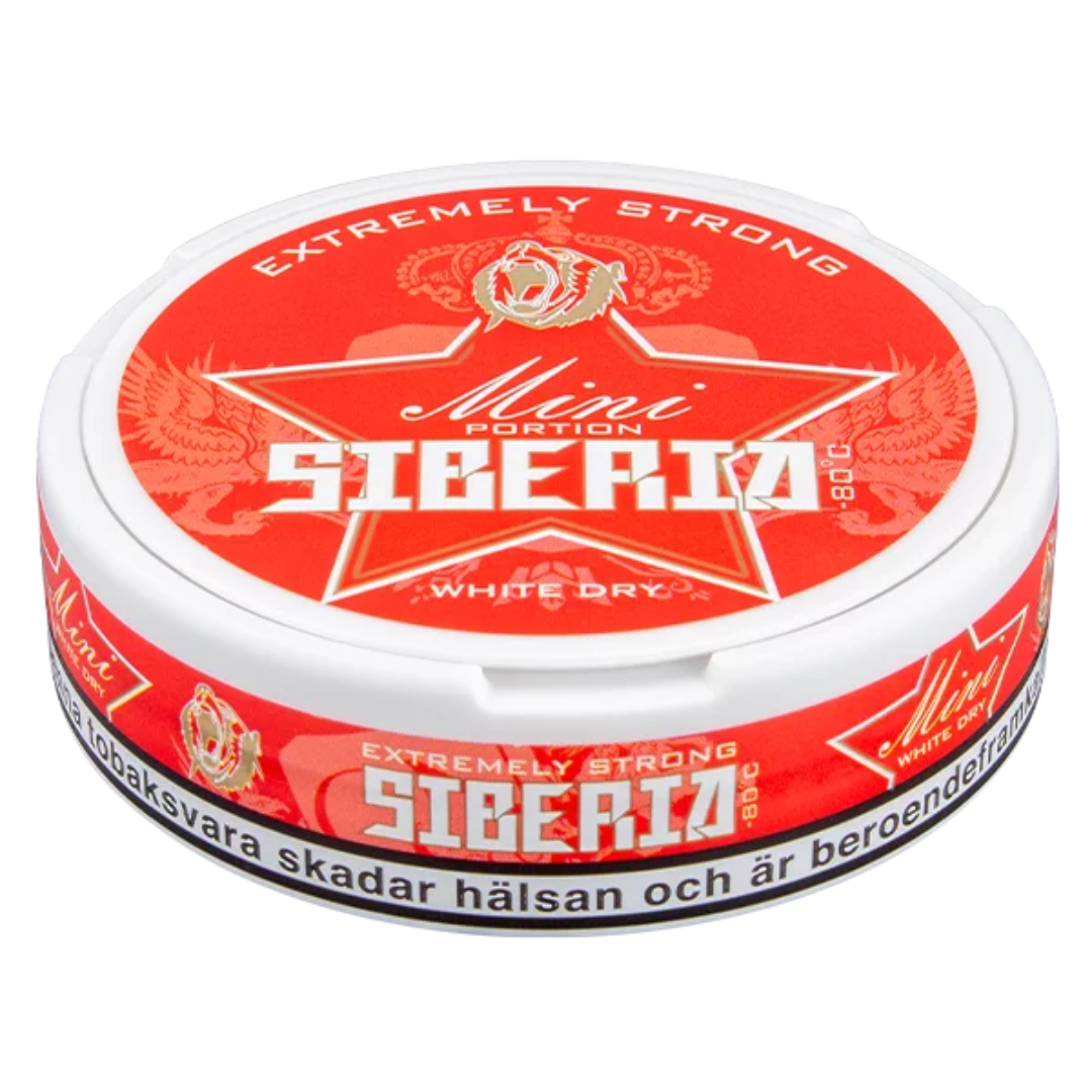 Siberia White Dry Red Mini snus portion pack, 21.5mg strong, white dry, Fast Dubai & across UAE delivery.