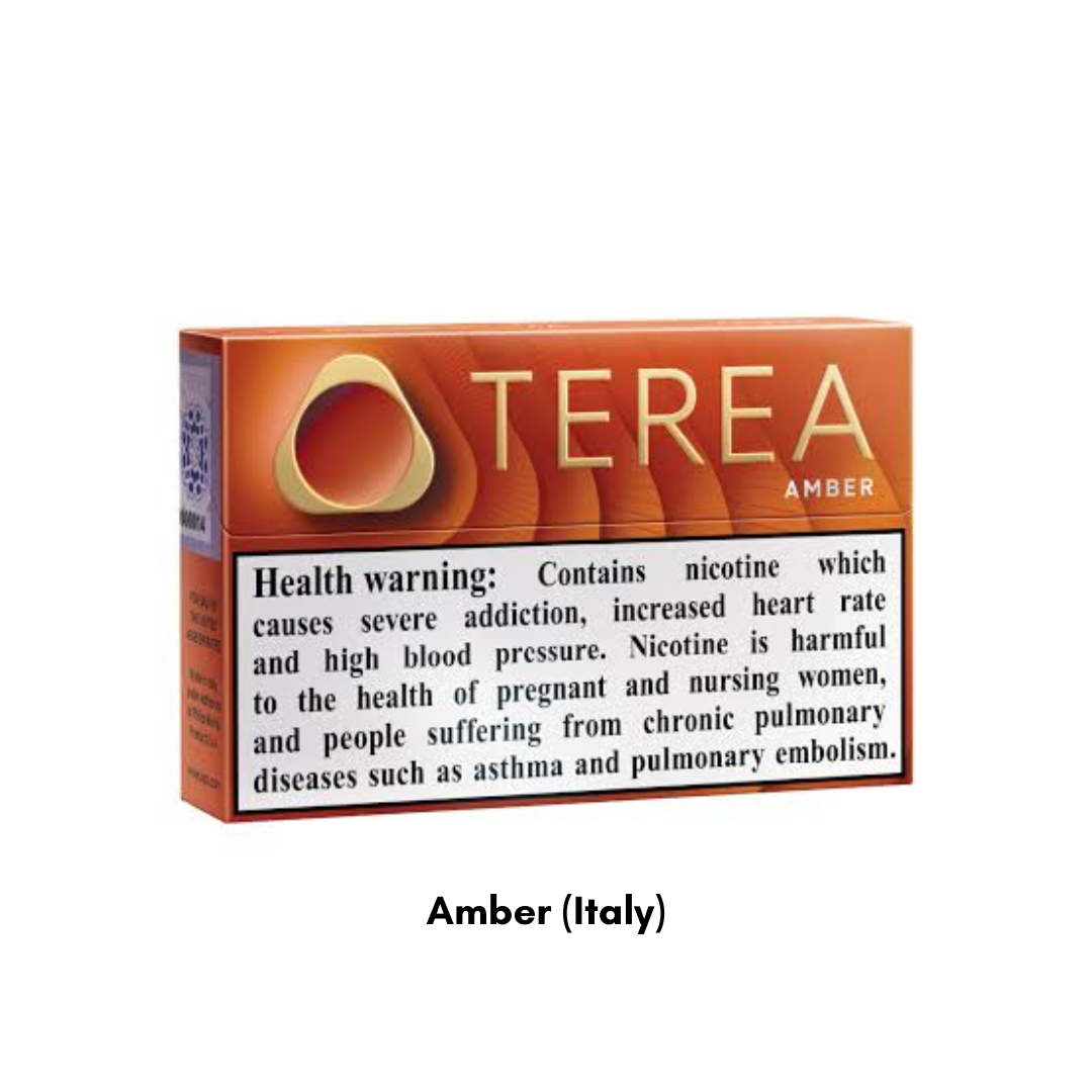 IQOS TEREA Amber Italy flavor for IQOS ILUMA with rich toasted tobacco character, available in Dubai and across UAE