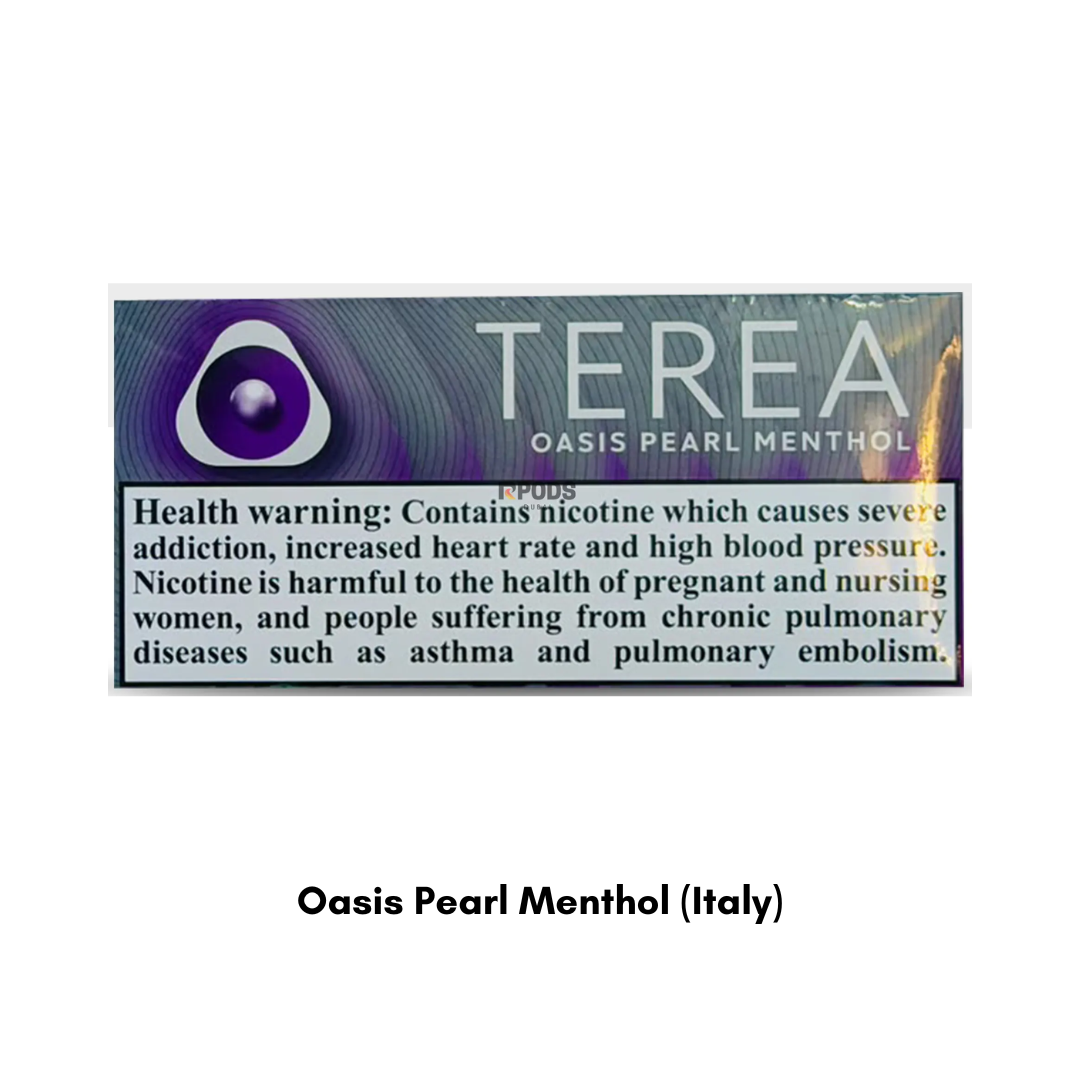 IQOS TEREA Oasis Pearl Menthol Italy tobacco sticks with tropical fruity and cooling notes, Dubai UAE collection