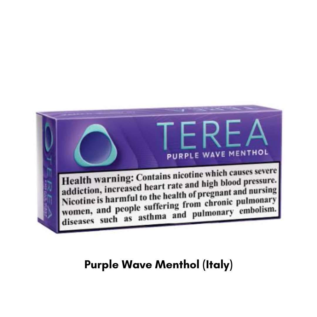 IQOS TEREA Purple Wave Menthol Italy tobacco sticks with blueberry aroma and crisp menthol cooling, Dubai UAE