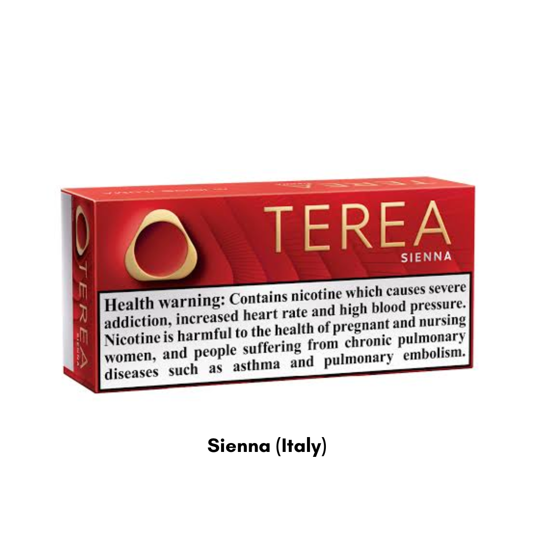 IQOS TEREA Sienna Italy flavor with balanced toasted tobacco and subtle tea aroma notes, TEREA Dubai UAE