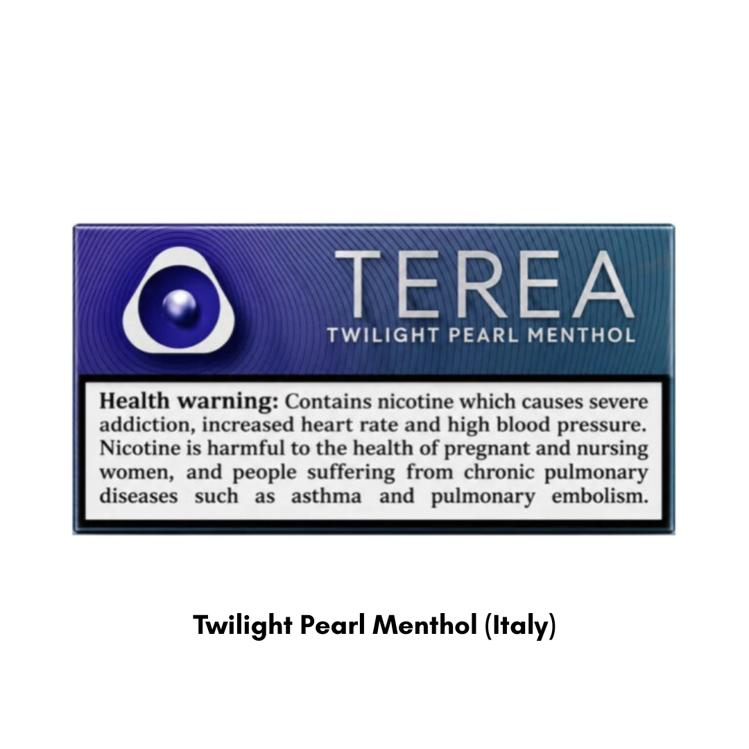 IQOS TEREA Twilight Pearl Menthol Italy tobacco sticks with smooth aromatic and cooling flavor notes, Dubai UAE