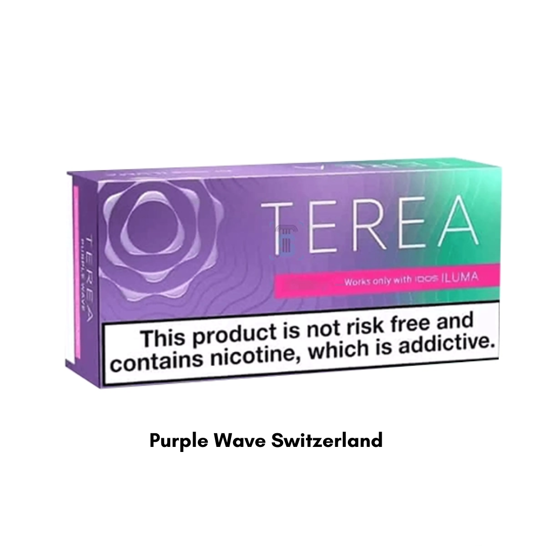 IQOS TEREA Purple Wave Swiss ILUMA stick – balanced smooth tobacco base with gentle sweet berry notes.