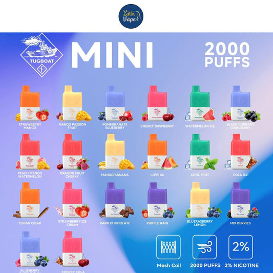 Tugboat Mini 2000 Puffs 2% Nicotine Disposable Vape in UAE