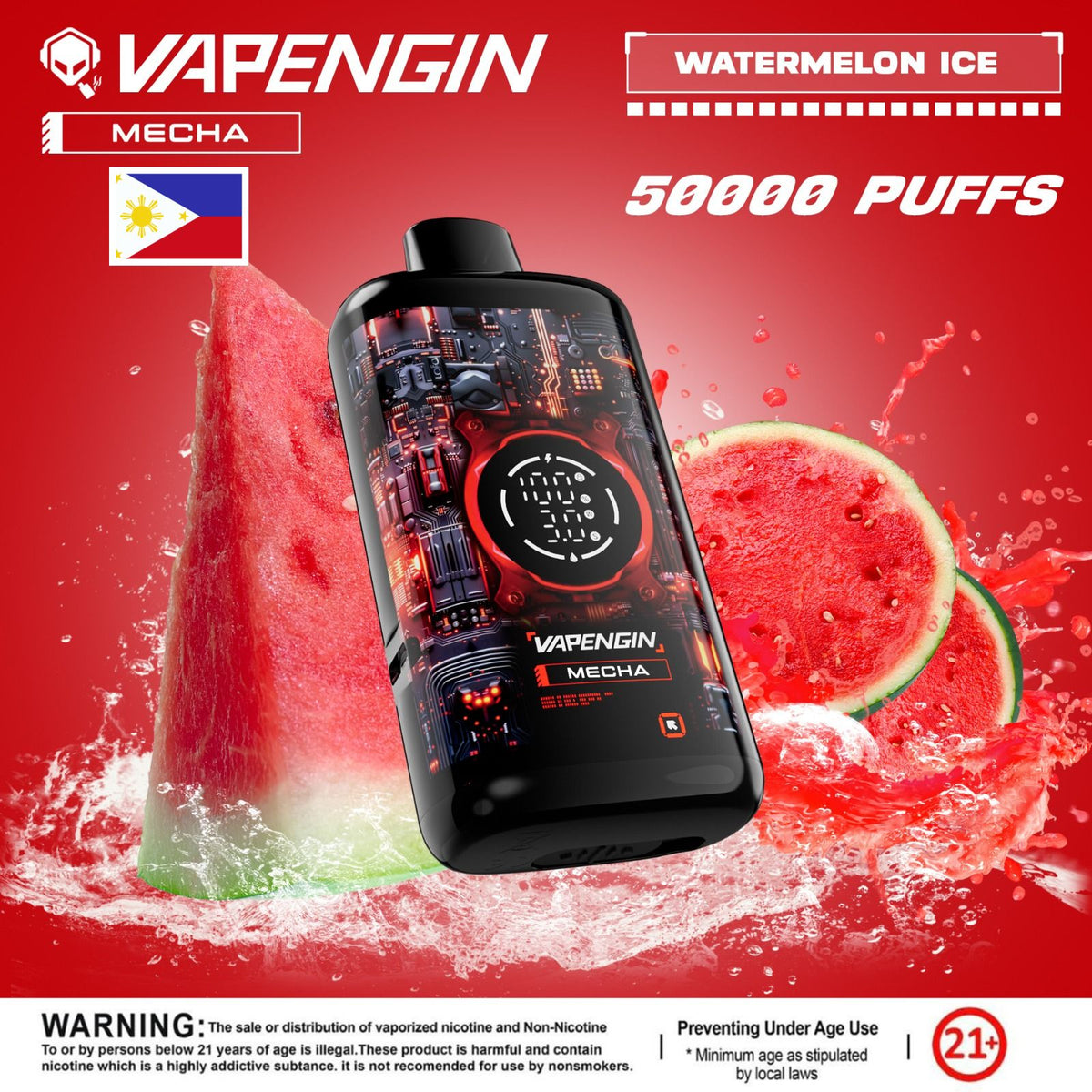 Mixed Berries: “Vapengin Mecha Disposable Vape – Watermelon Ice flavor (balanced Ice & Sweet Watermelon like light taste watermelon flavor.
