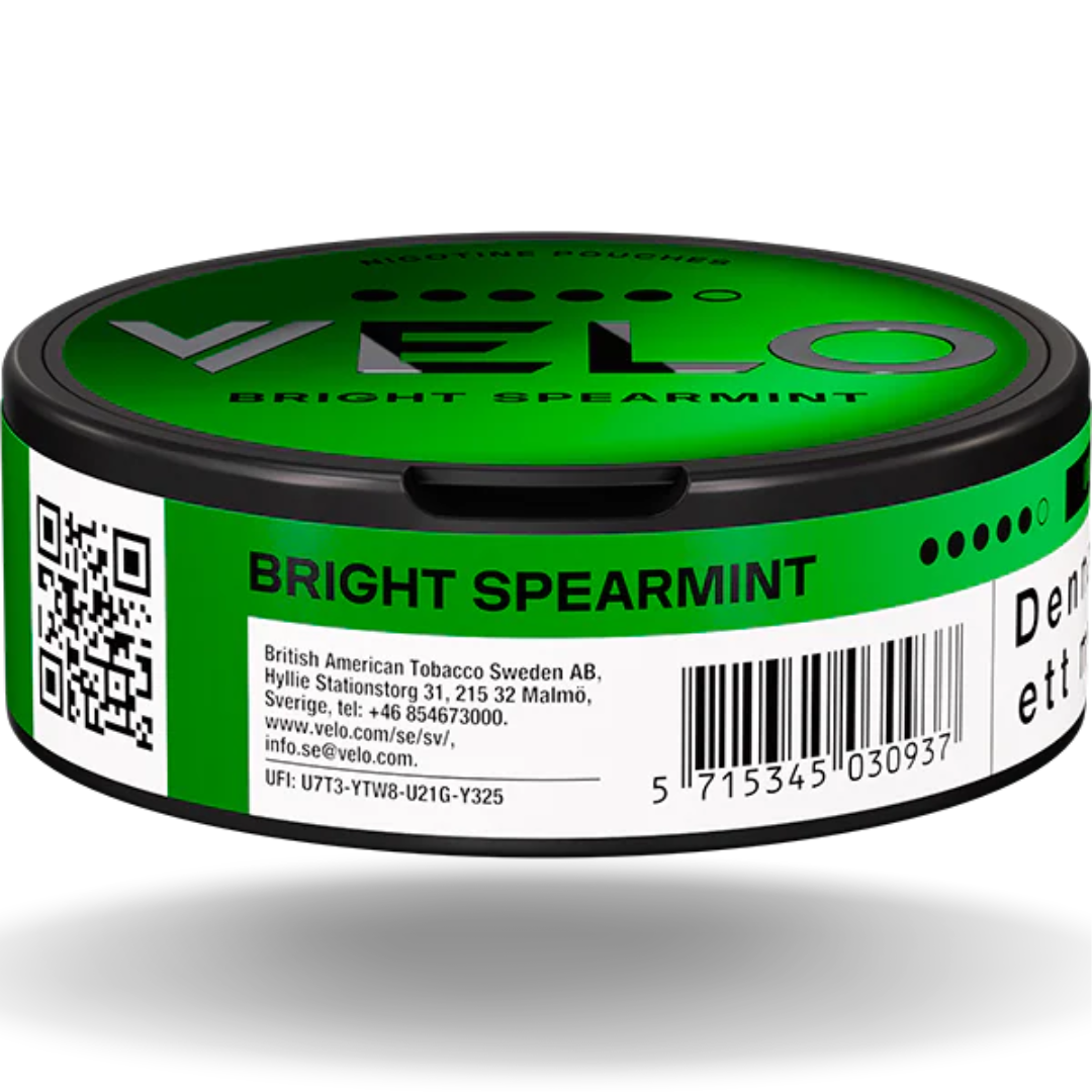 VELO Bright Spearmint 5 Dot 14mg nicotine pouches, 20mg/g strength, Dubai UAE