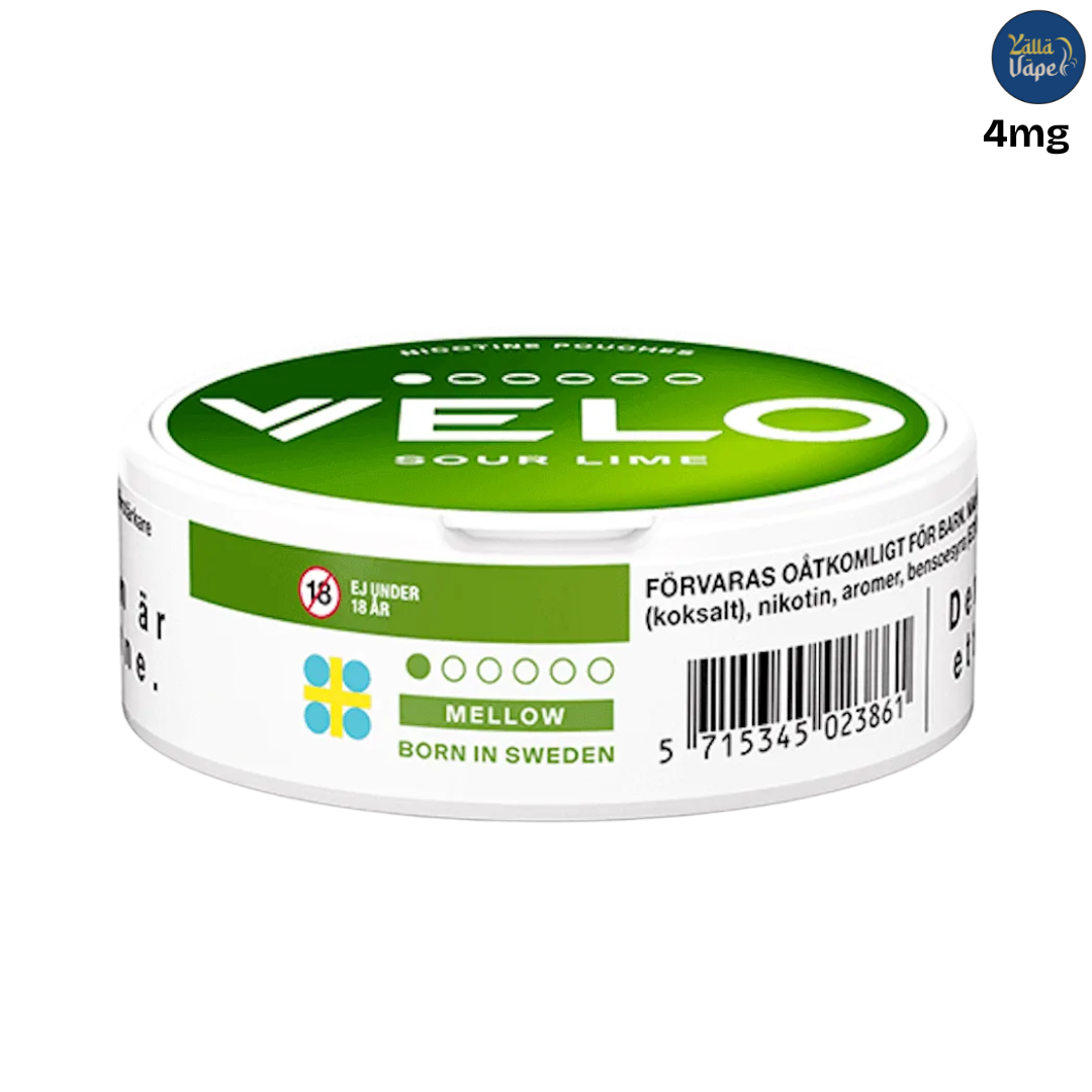 VELO Sour Lime Mini 4mg nicotine pouches, mini format — discreet, zesty lime flavor. Fast UAE delivery.