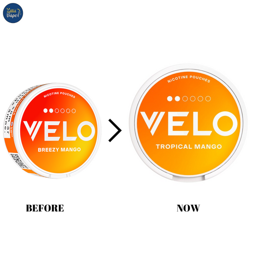 Premium Velo Tropical Mango 6mg Nicotine Pouches (formerly Breezy Mango) offering an intense fruity taste in Dubai.