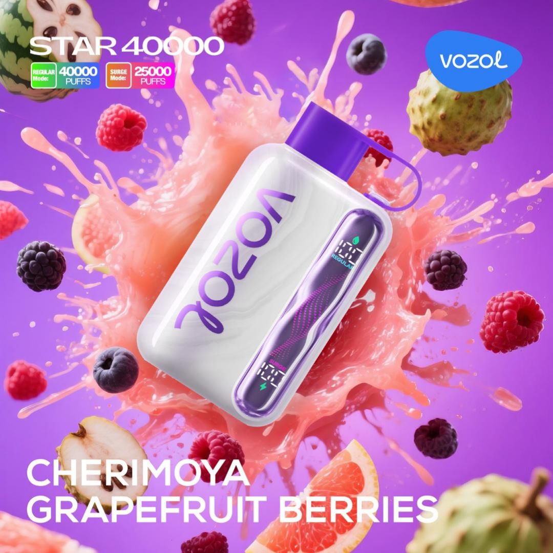 Cherimoya Grapefruit Berries — Vozol Star 40000 Puffs fruity blend, rechargeable 1000mAh, buy in Dubai,  Abu Dhabi & UAE.
