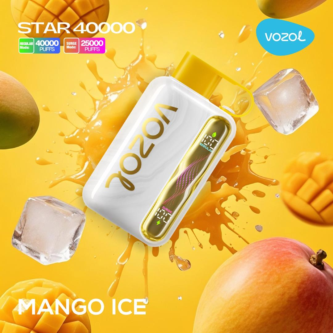 Vozol Star 40000 Puffs Mango Ice disposable vape, juicy mango + ice, Type-C recharge — Dubai, UAE seller.