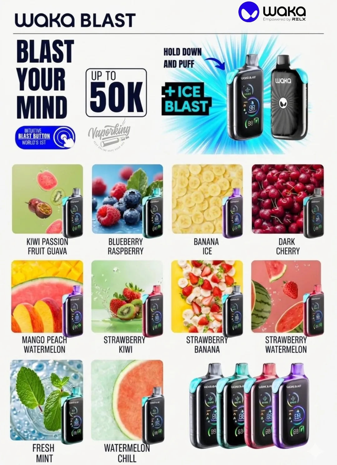 Waka Blast 50000 Puffs Disposable Vape 50mg in Dubai UAE