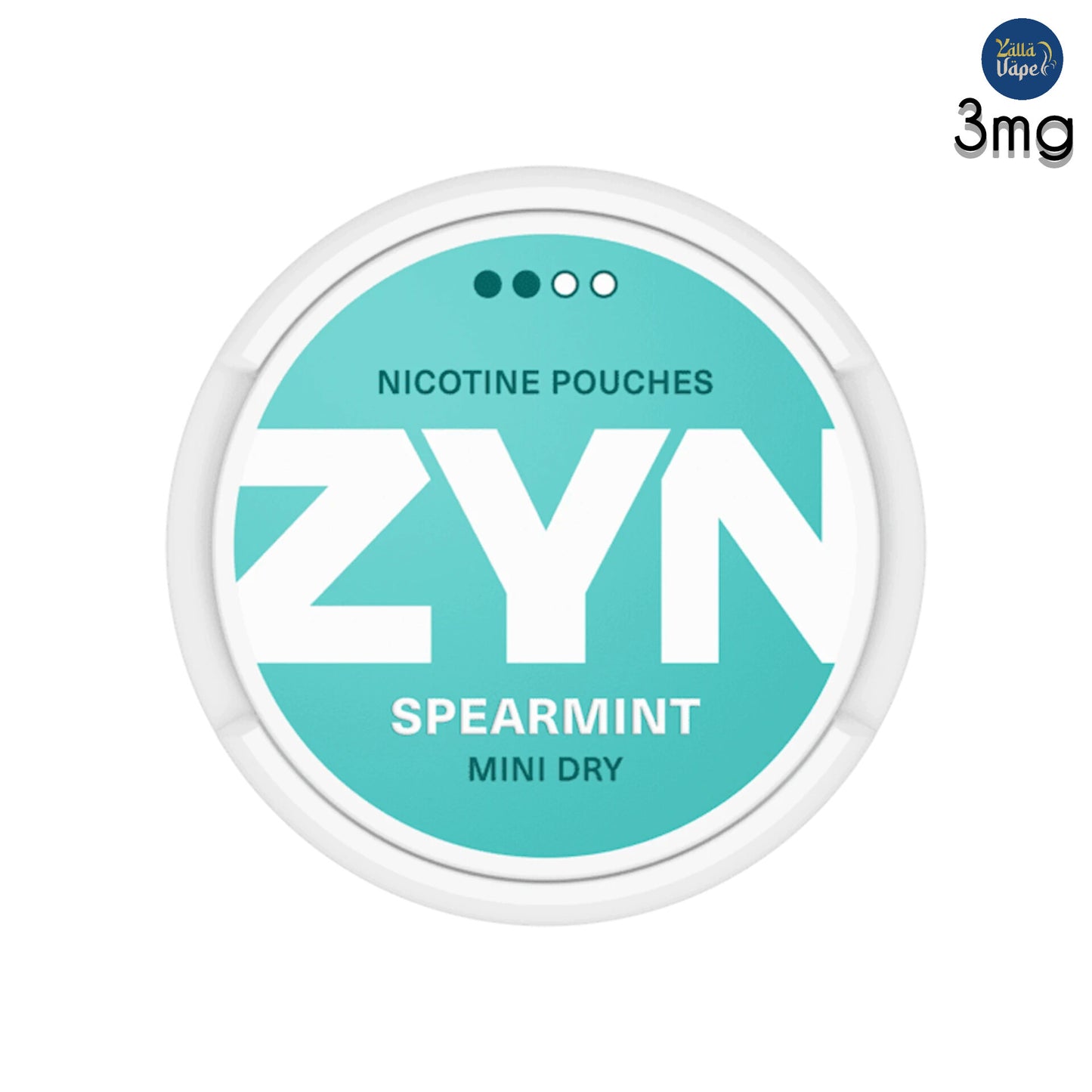 Close-up image of ZYN Spearmint Mini Dry 3mg Nicotine Pouches in the UAE, showcasing sleek, modern packaging that highlights the refreshing spearmint flavor and tobacco-free design for a discreet on-the-go lifestyle.