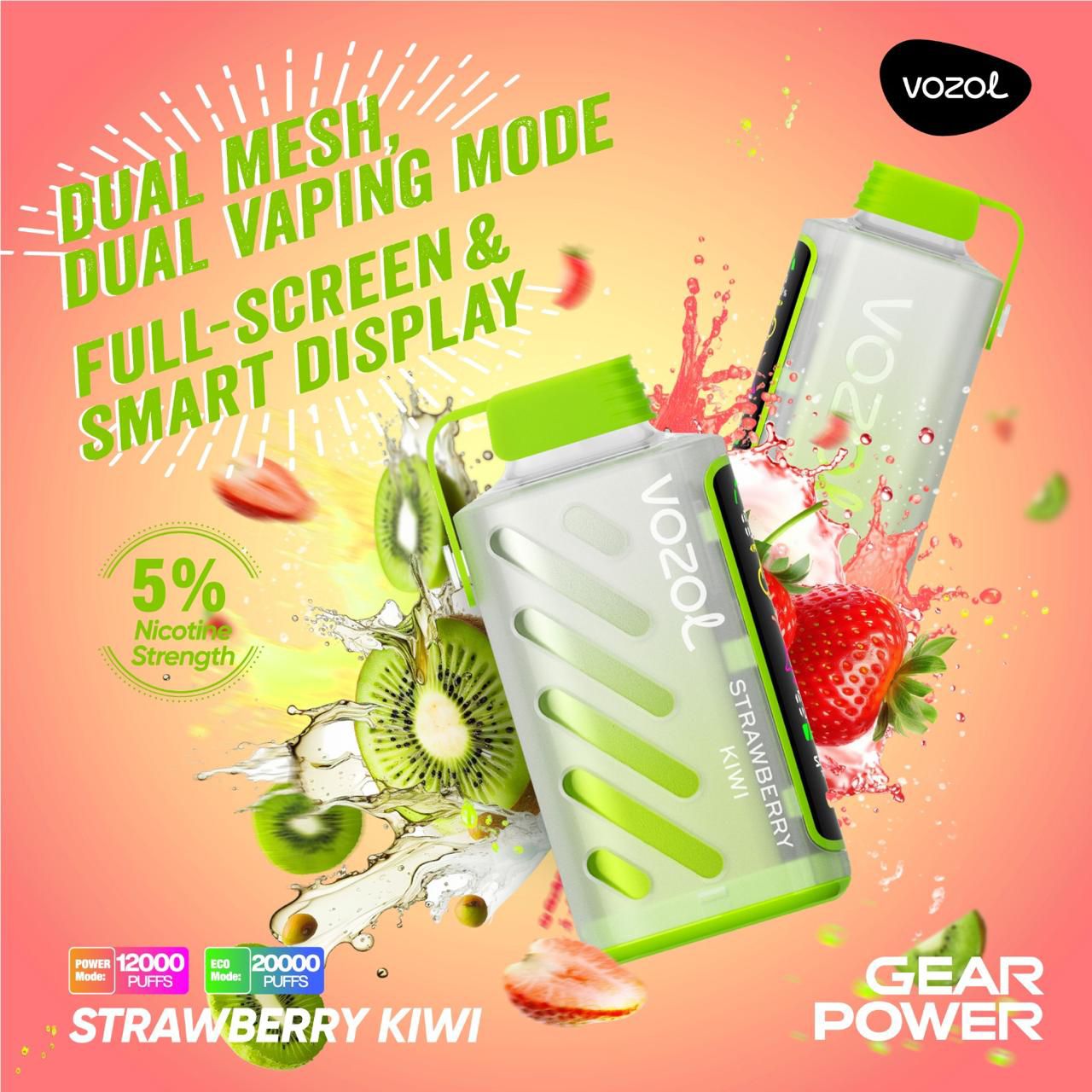 VOZOL Gear Power 20000 Puffs 50mg Dual Mode Disposable Vape In Dubai UAE