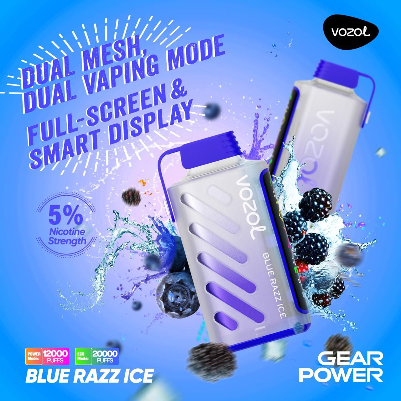 VOZOL Gear Power 20000 Puffs 50mg Dual Mode Disposable Vape In Dubai UAE