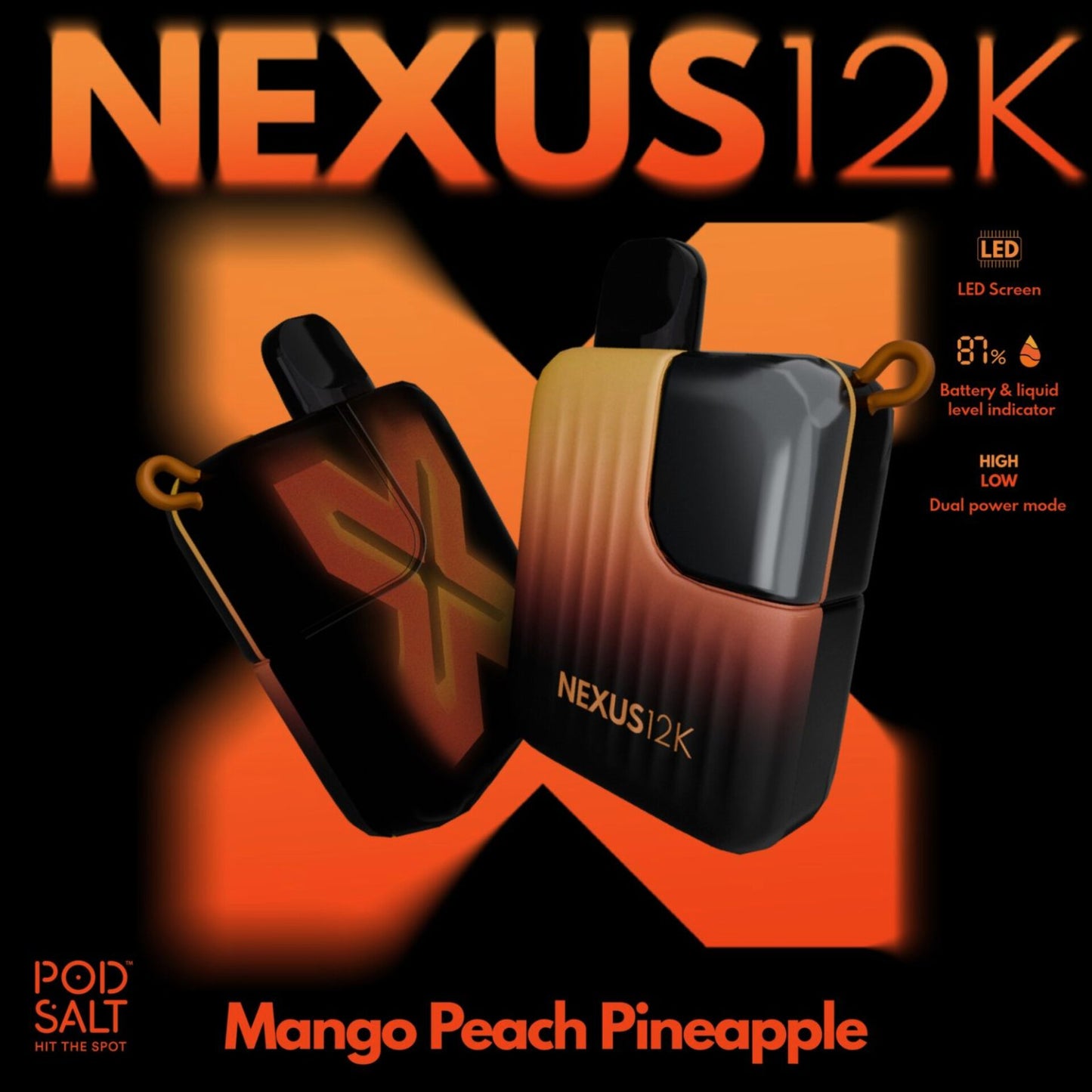 Mango Peach Pineapple Pod Salt Nexus 12000 Puffs Disposable Vape 