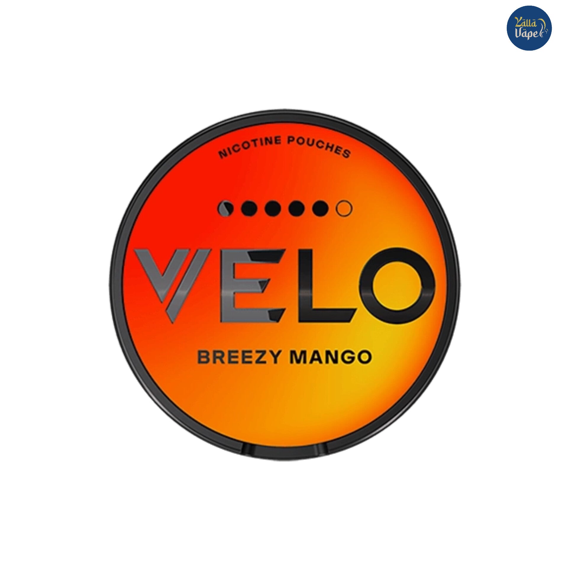 Velo Nicotine Pouches Breezy Mango 14mg. 
Velo SNUS Breezy Mango 5 dots.