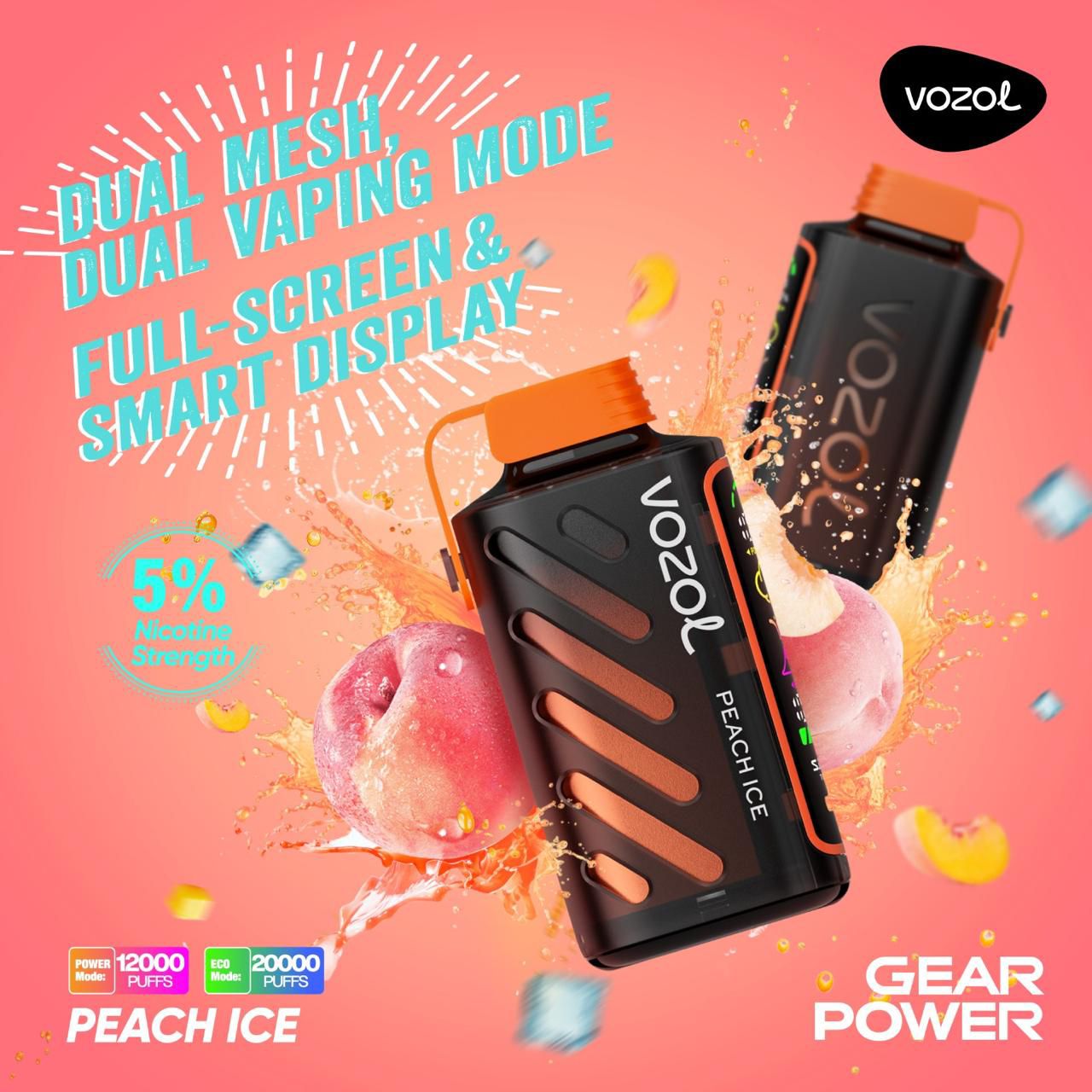 VOZOL Gear Power 20000 Puffs 50mg Dual Mode Disposable Vape In Dubai UAE