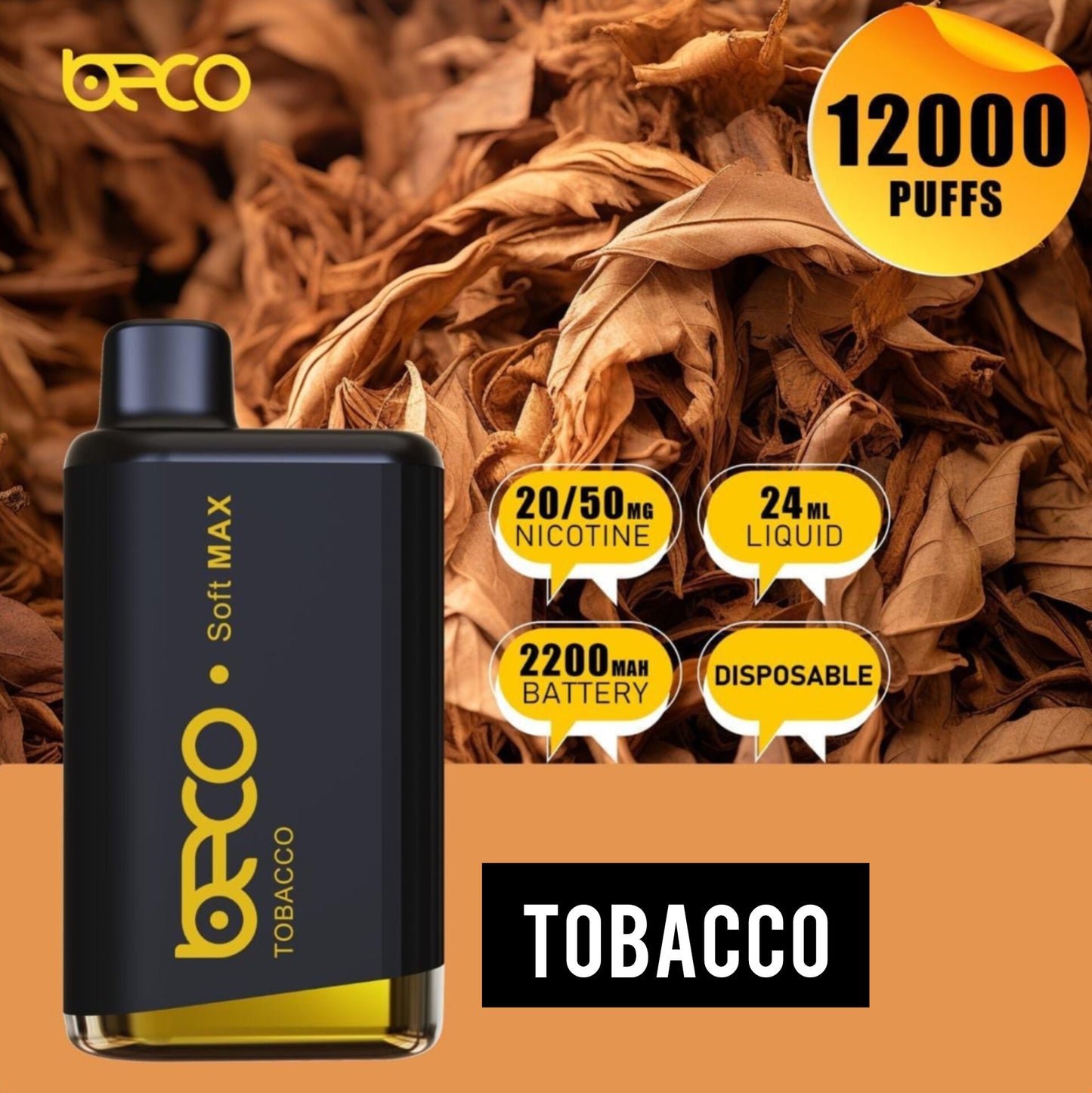 BECO Soft Max 12000 Puffs Tobacco 