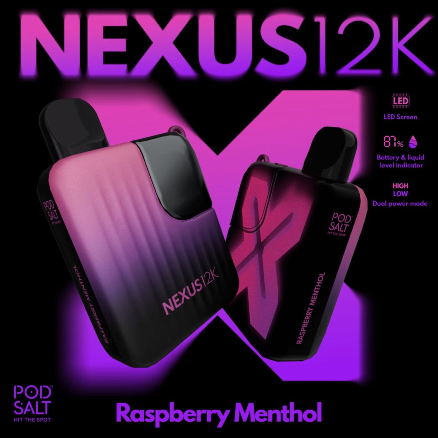 Pod Salt Nexus 12000 Puffs Raspberry Menthol 