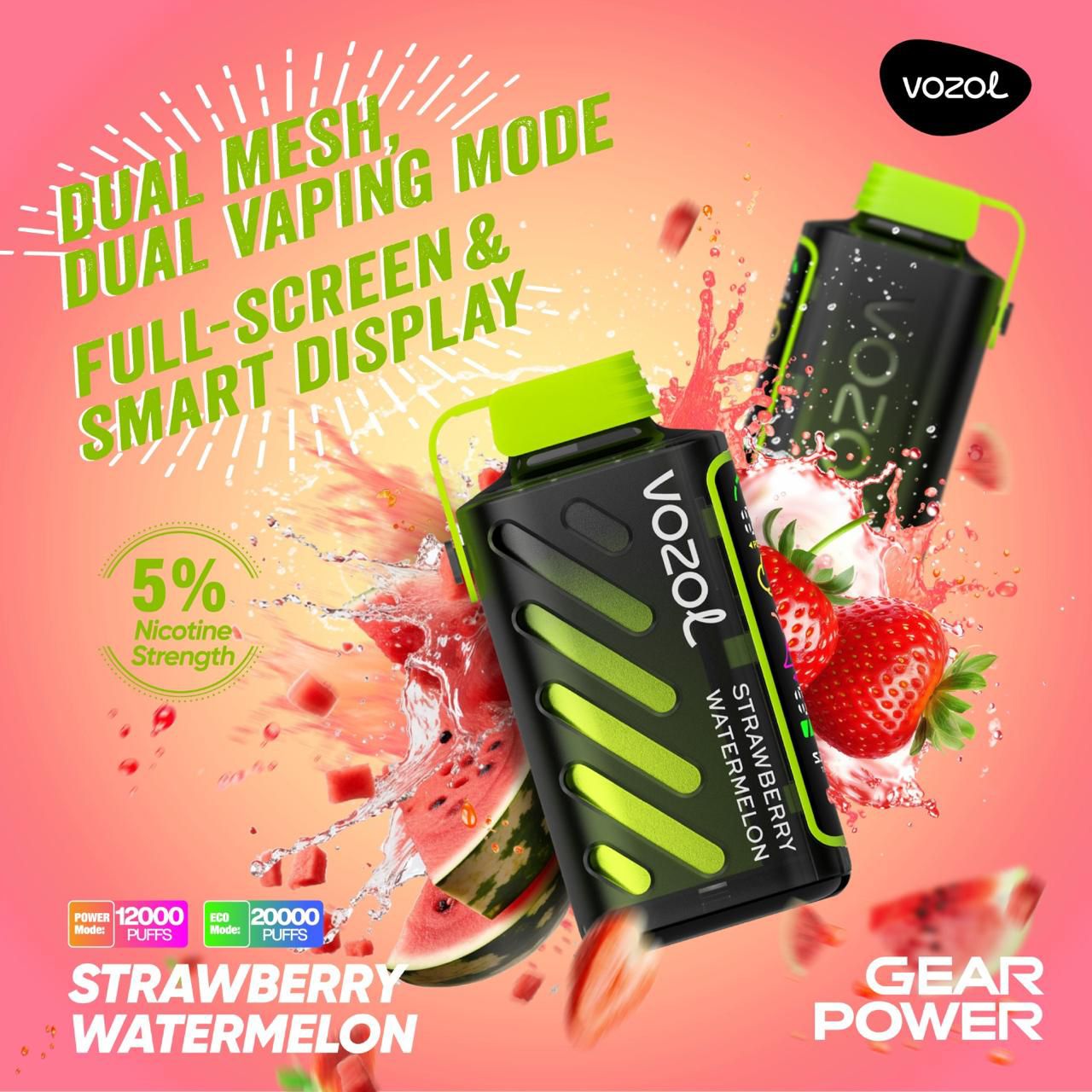 VOZOL Gear Power 20000 Puffs 50mg Dual Mode Disposable Vape In Dubai UAE