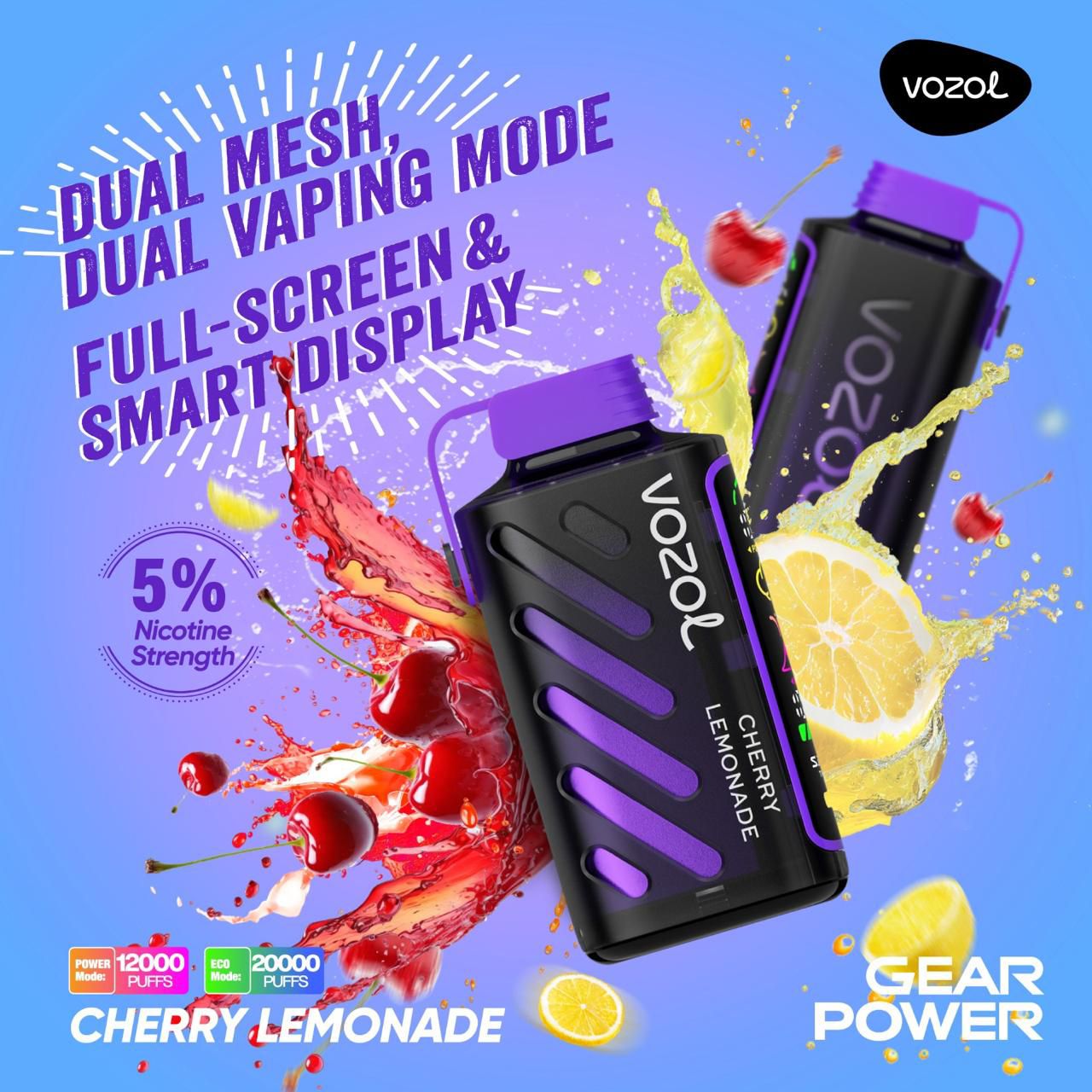 VOZOL Gear Power 20000 Puffs 50mg Dual Mode Disposable Vape In Dubai UAE