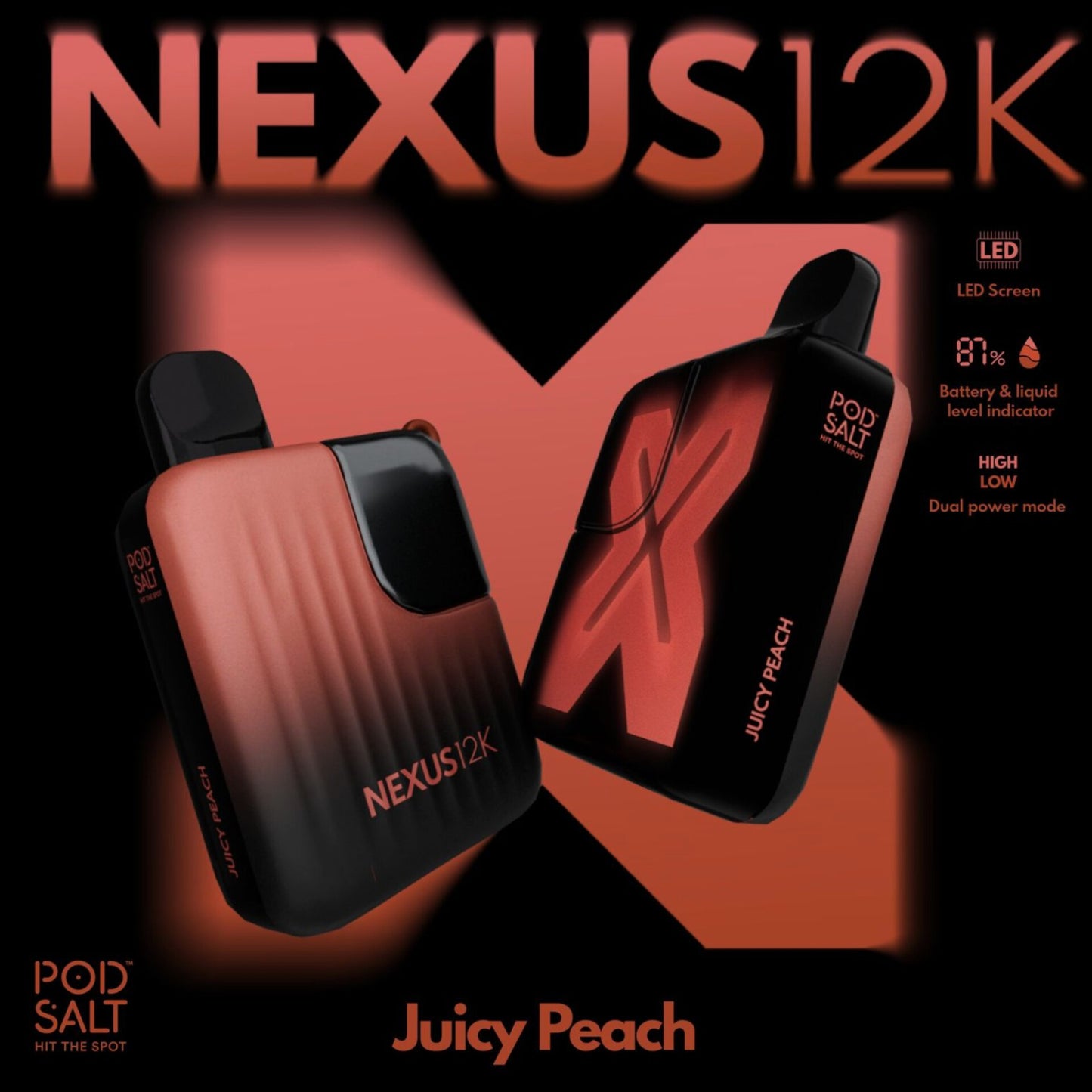 Pod Salt Nexus 12000 Puffs JUICY PEACH flavor 