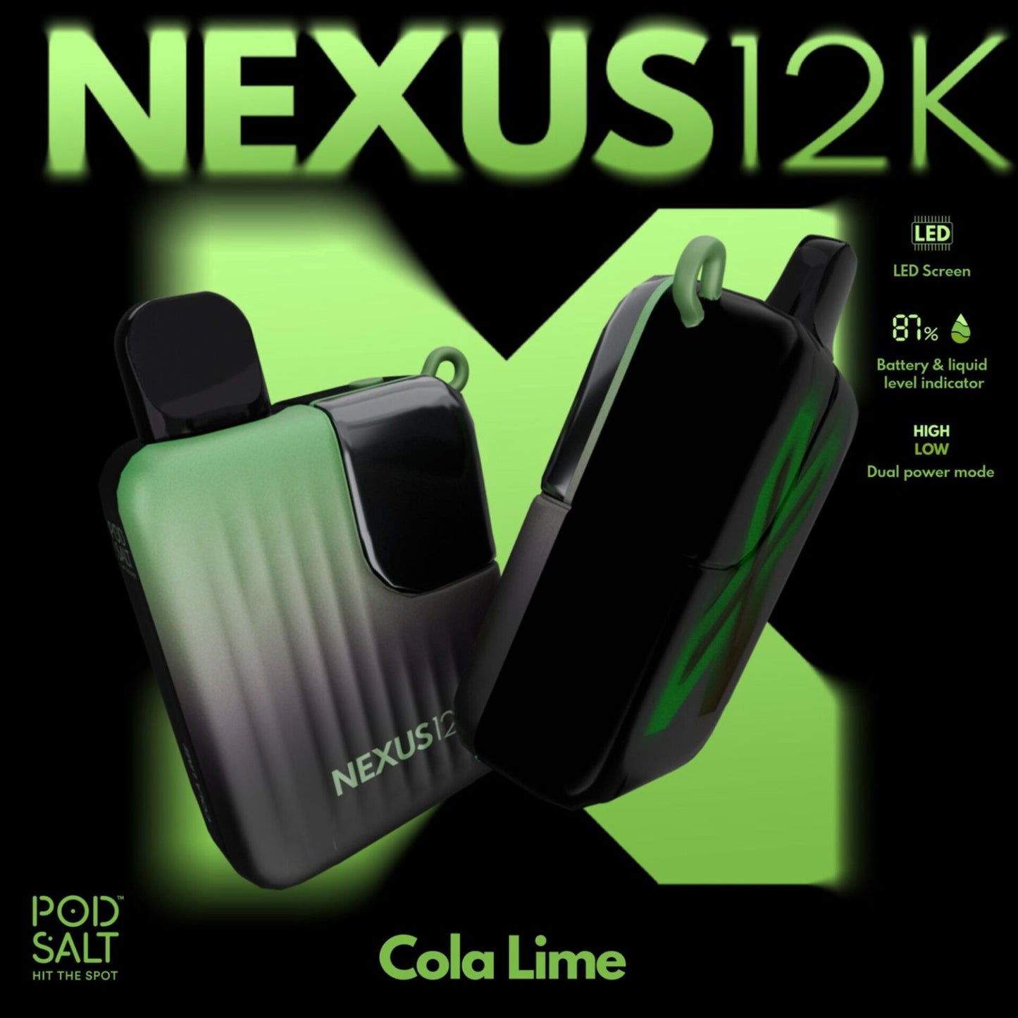 Pod Salt Nexus 12k Puffs Cola Lime Disposable Vape. Pod Salt Nexus 12000 Puffs Disposable Vape Cola Lime flavors 