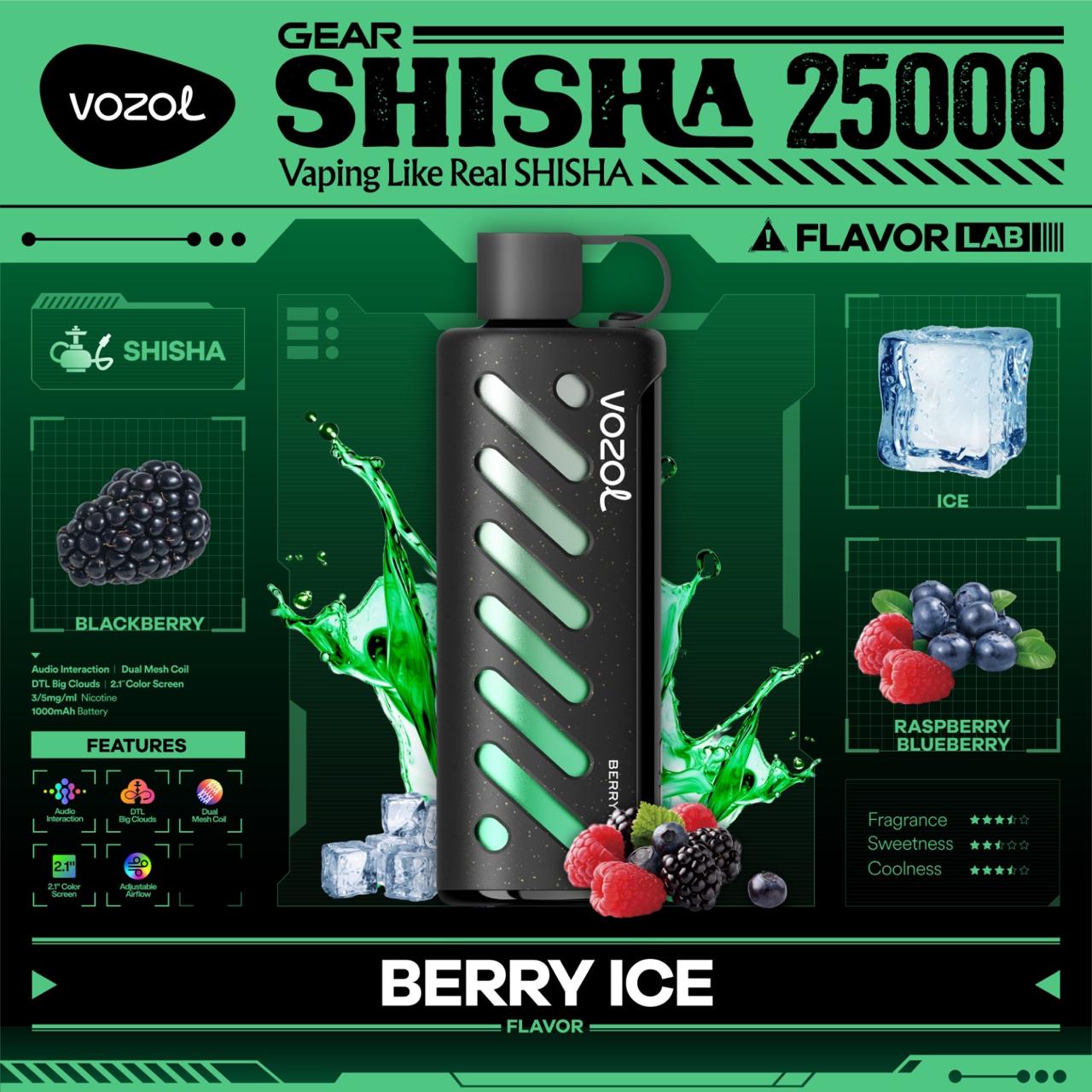 VOZOL Gear Shisha 25000 Puffs Disposable Vape