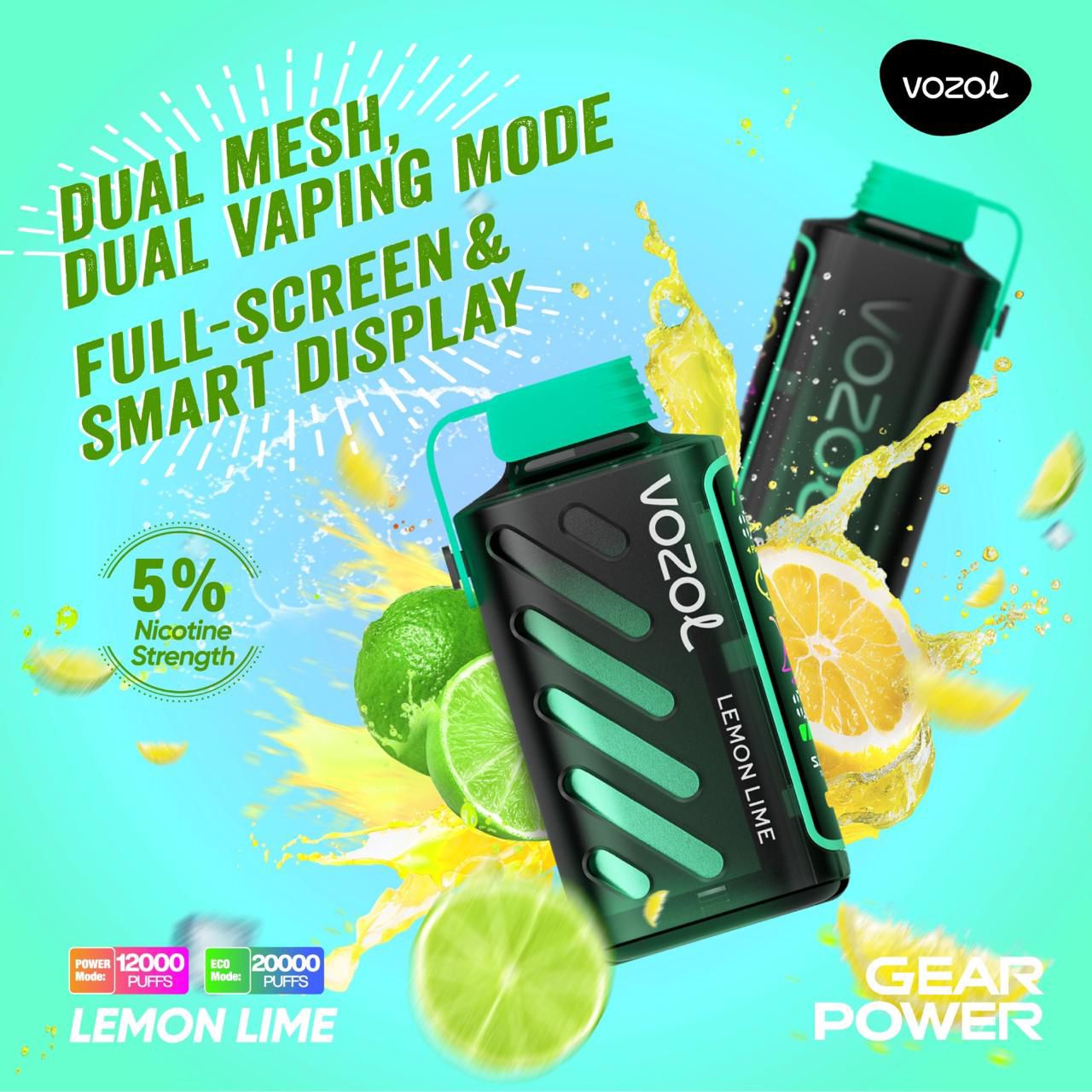 VOZOL Gear Power 20000 Puffs 50mg Dual Mode Disposable Vape In Dubai UAE