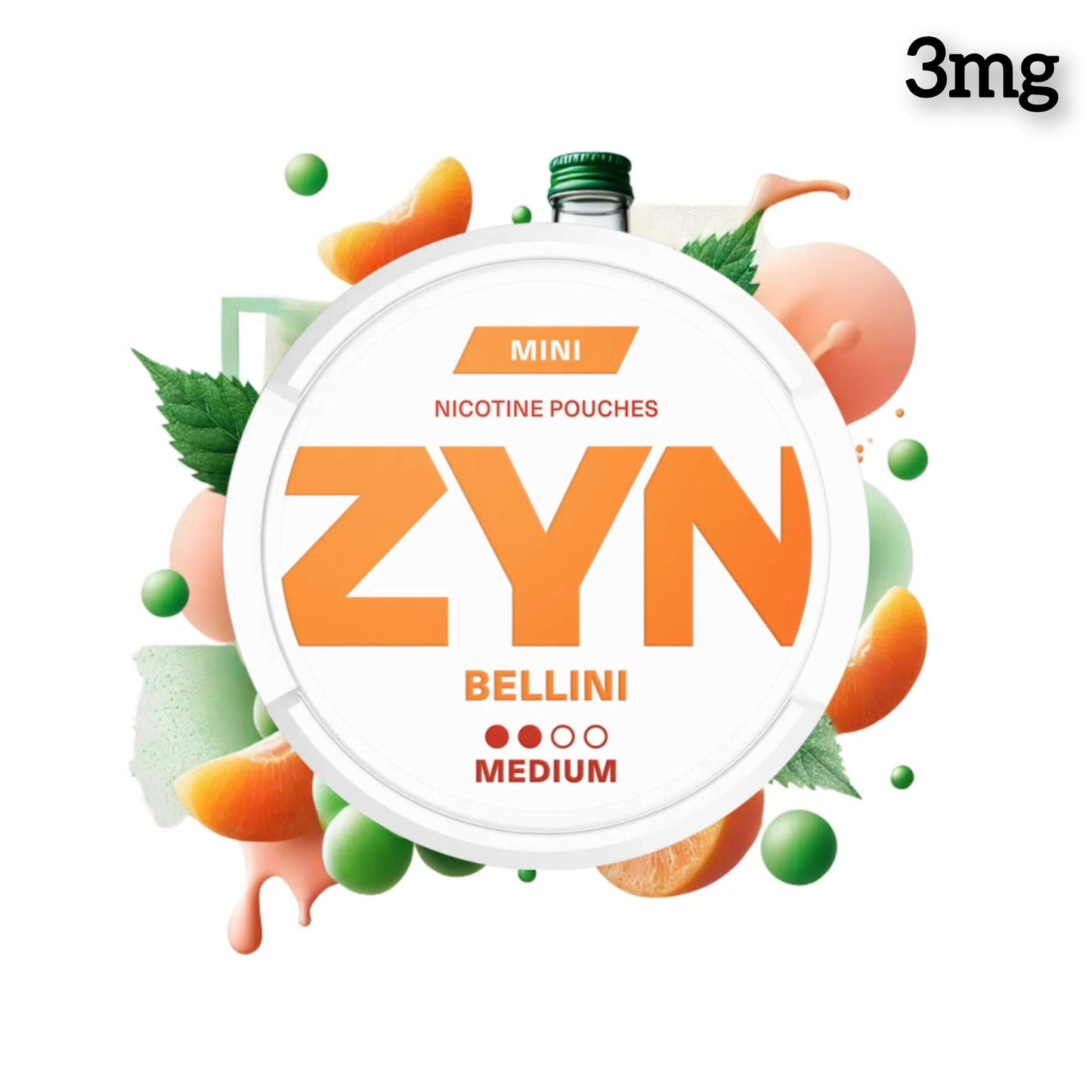 ZYN Bellini Mini Medium.
Zyn Nicotine Pouches Bellini Mini 3mg.
Zyn SNUS Bellini Mini Medium. 
Zyn Bellini Mini Medium 3mg - 2 dots. 