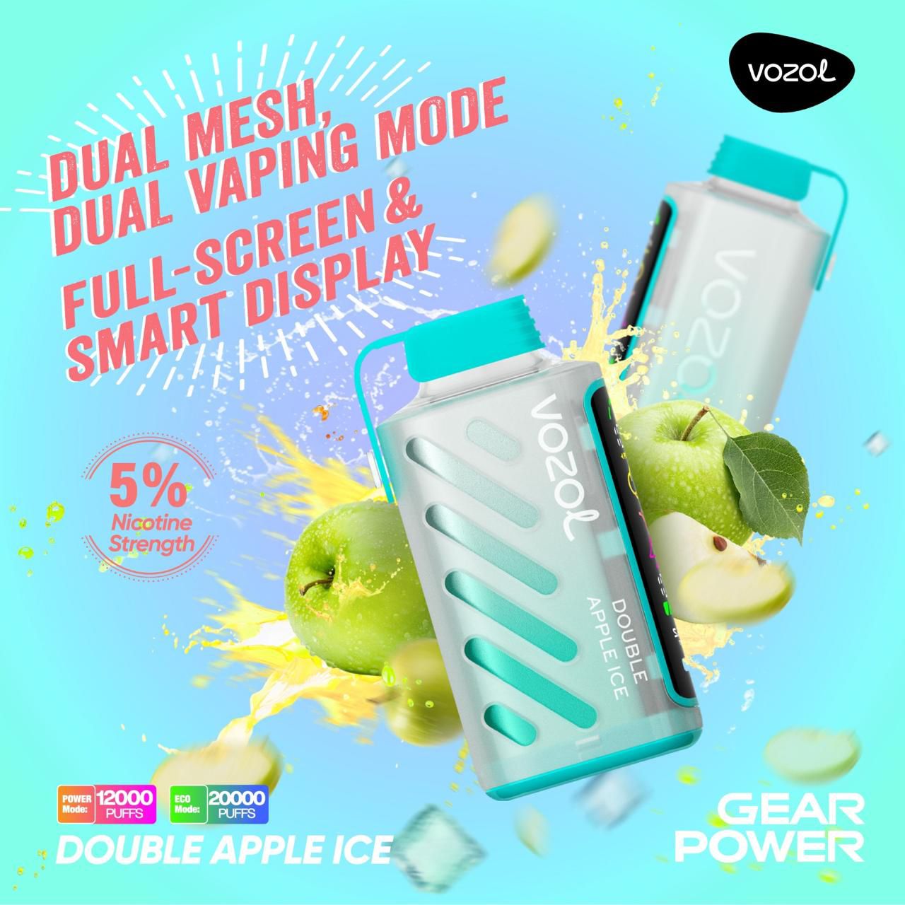 VOZOL Gear Power 20000 Puffs 50mg Dual Mode Disposable Vape In Dubai UAE