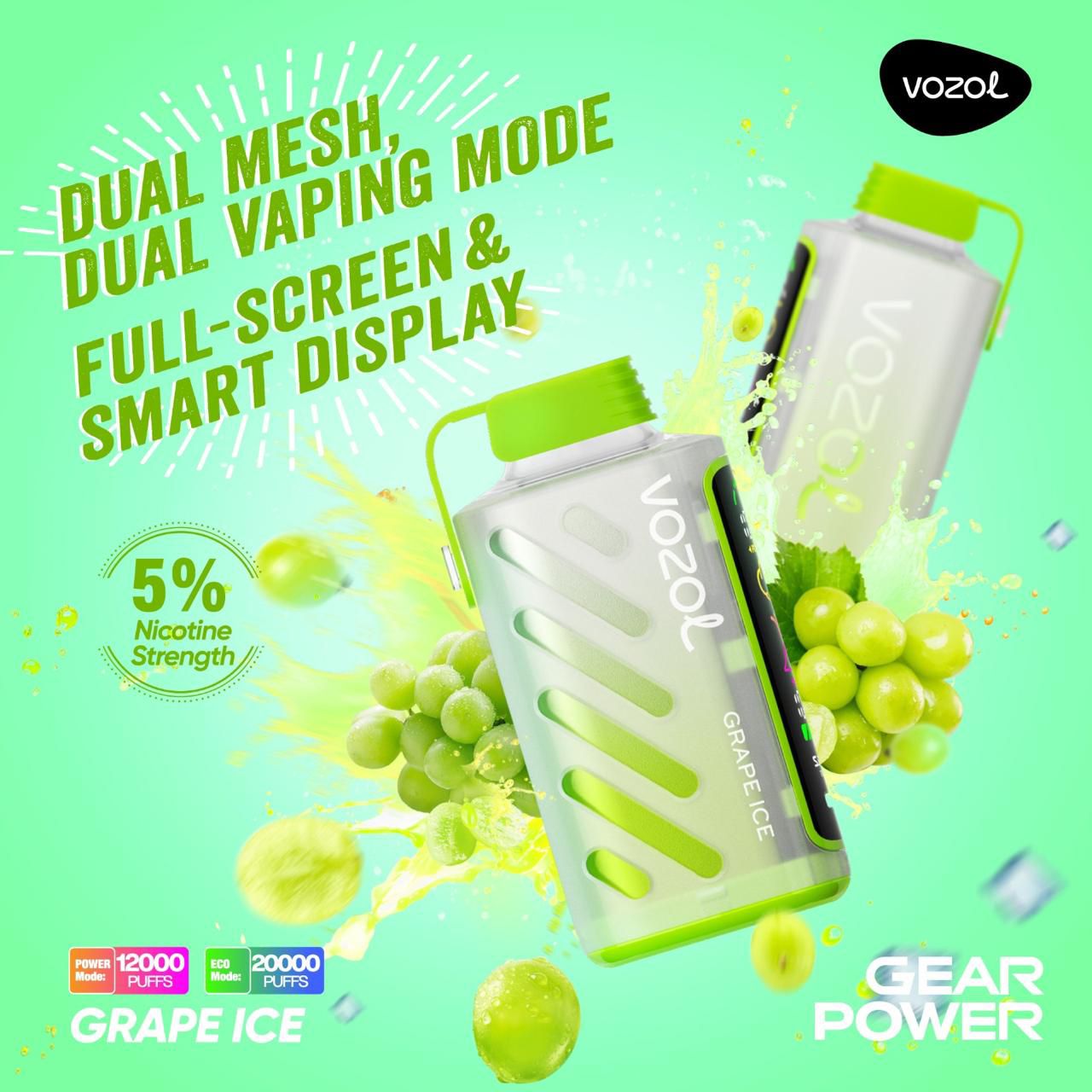 VOZOL Gear Power 20000 Puffs 50mg Dual Mode Disposable Vape In Dubai UAE