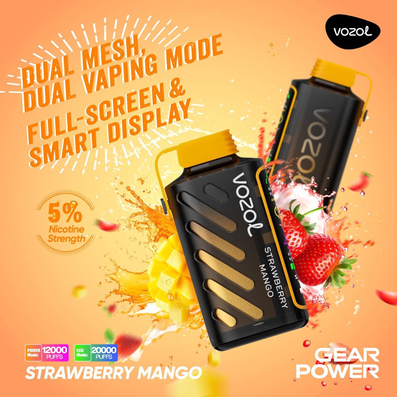 VOZOL Gear Power 20000 Puffs 50mg Dual Mode Disposable Vape In Dubai UAE