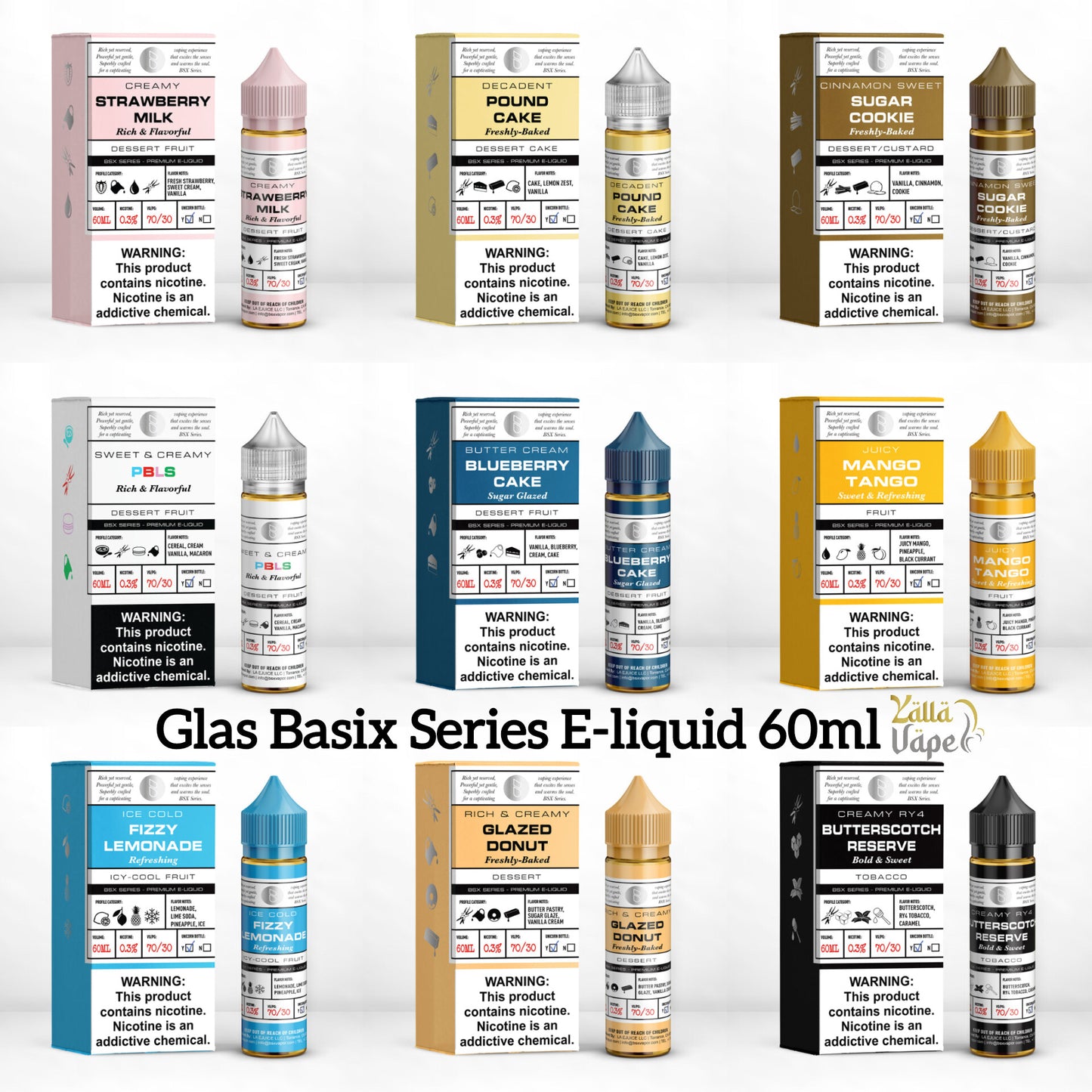 GLAS BASIX All Series 60ml E-liquid 3mg & 6mg