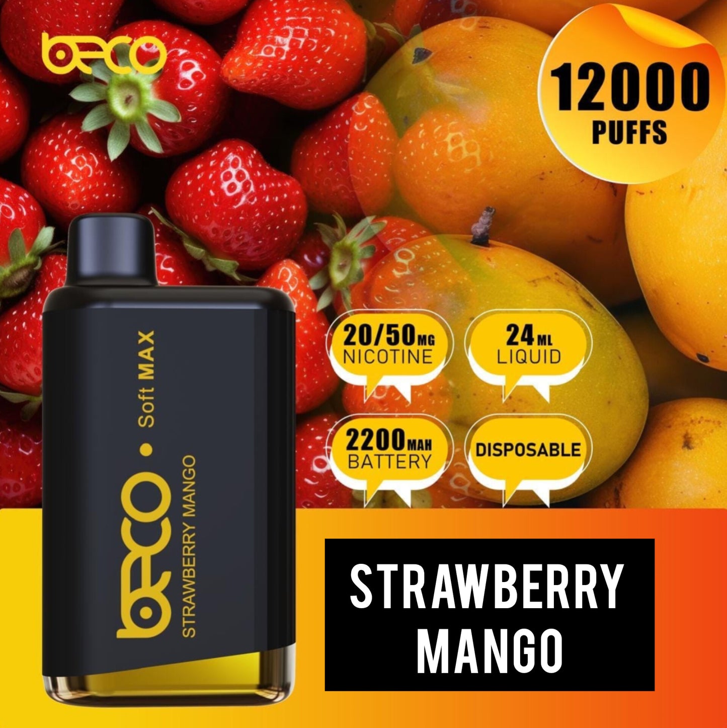 BECO Soft Max 12000 Puffs Strawberry Mango 