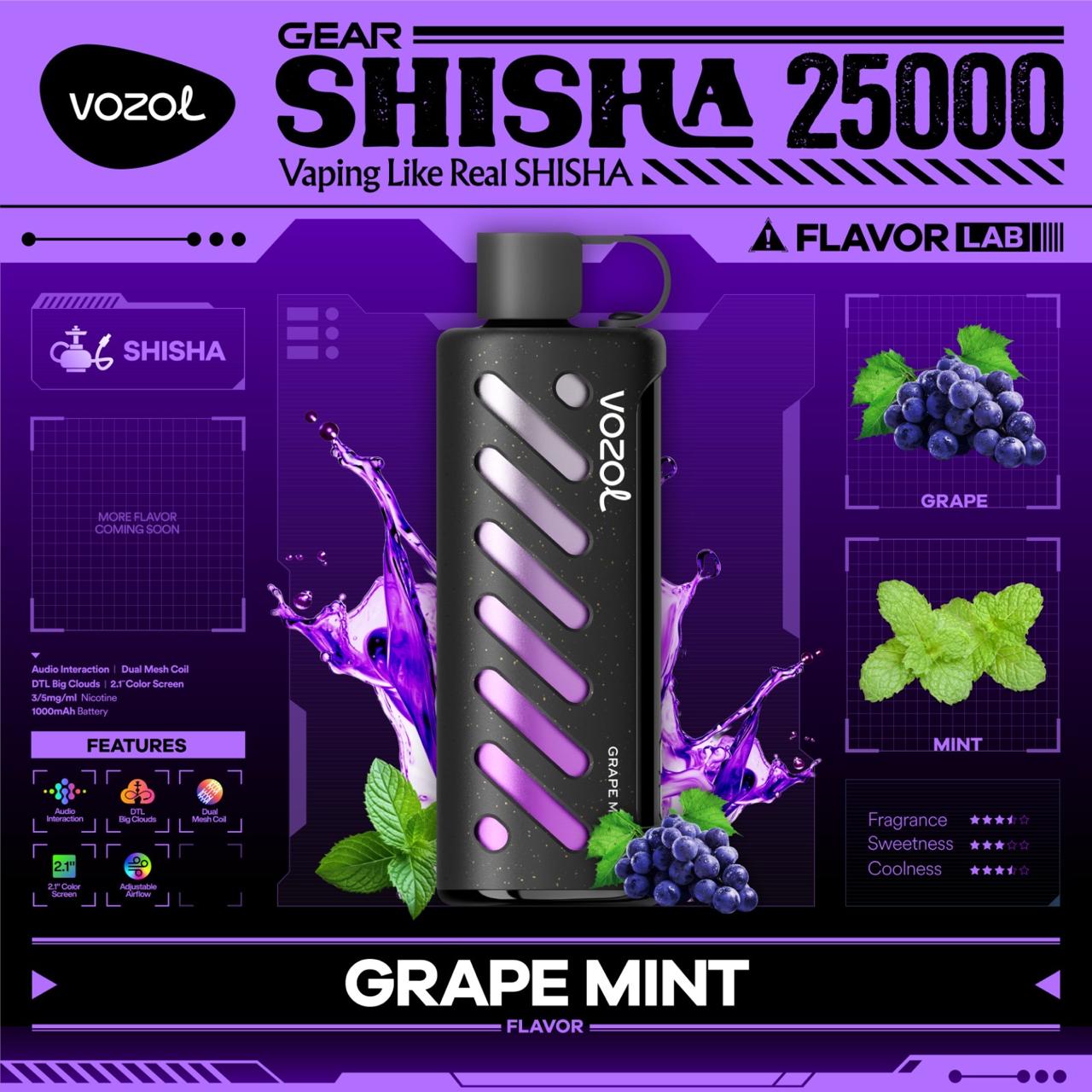 VOZOL Gear Shisha 25000 Puffs Disposable Vape