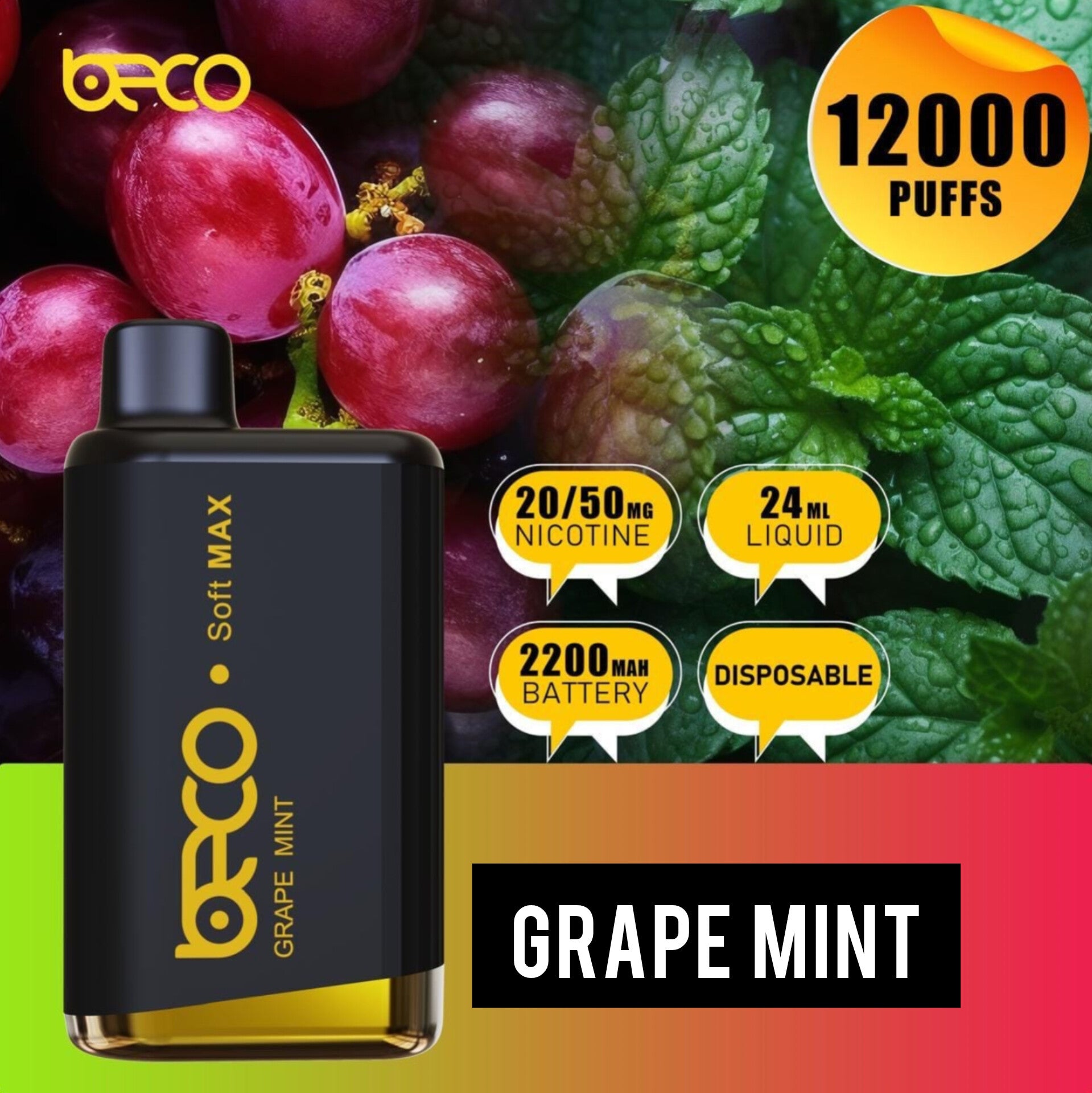 BECO Soft Max 12000 Puffs Grape Mint