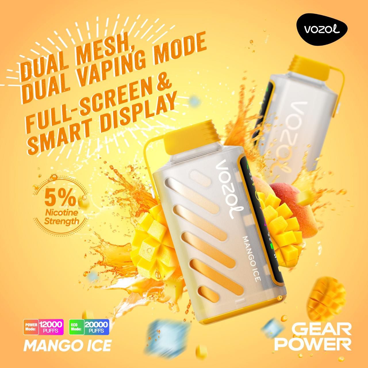 VOZOL Gear Power 20000 Puffs 50mg Dual Mode Disposable Vape In Dubai UAE