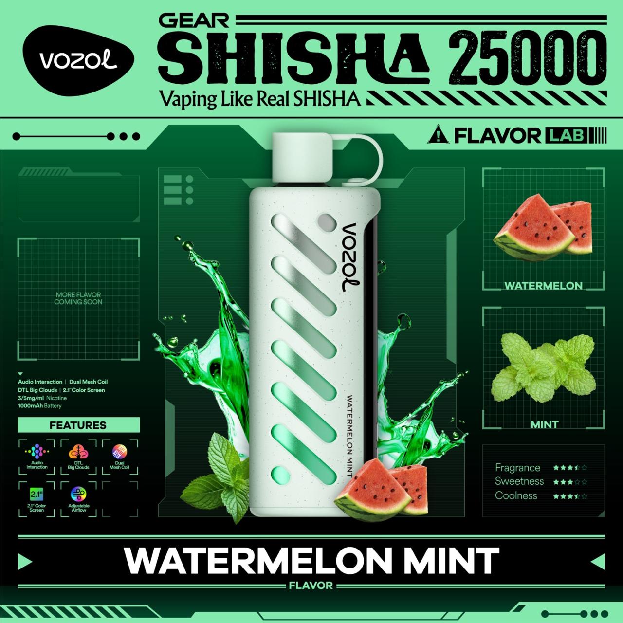 VOZOL Gear Shisha 25000 Puffs Disposable Vape