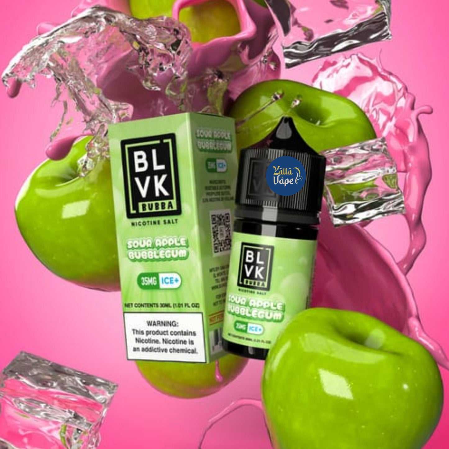 SOUR APPLE BUBBLEGUM ICE - BLVK BUBBA SALTS - 30ml - In Dubai UAE