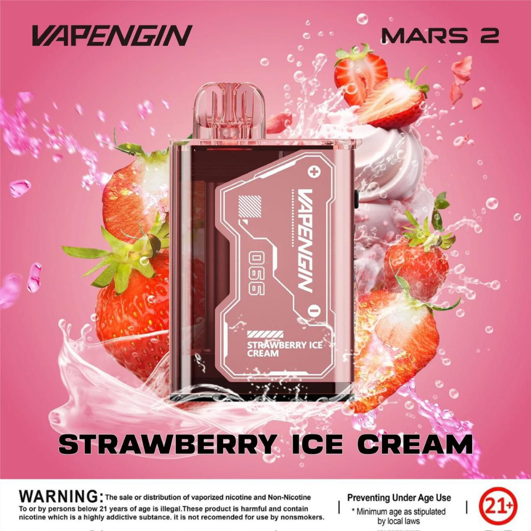 Vapengin Mars 2 20,000 Puffs — Strawberry Ice Cream dessert vape, creamy rich profile, rechargeable Type-C. Buy Dubai & UAE