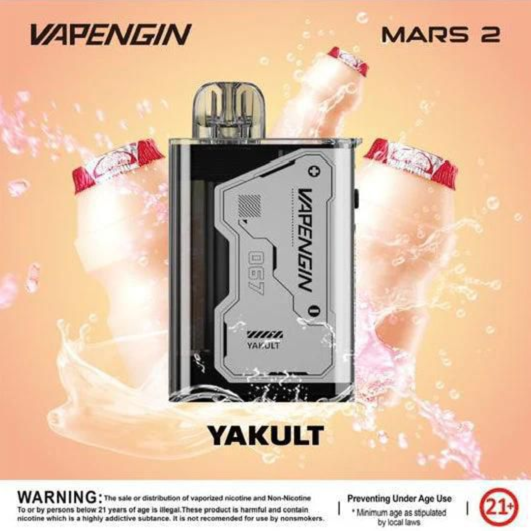 Vapengin Mars 2 20K Puffs — Yakult cultured-yogurt vape flavor, smooth tangy finish, 700mAh rechargeable. Shop Dubai, Abu Dhabi